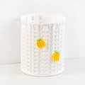 White hollow plastic pen holder featuring cute 3D yellow banana charms for desk storage - Banana