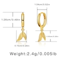 Gold-plated mermaid tail hoop earrings featuring minimalist fish tail charm design - Elegant Fish Tail (KEAM0111)