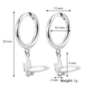 Minimalist S925 sterling silver lightning bolt hoop earrings with cubic zirconia stones - Silver-Mini Plain