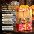Carillon natalizio a forma di regalo con Babbo Natale e luci a LED 12.4x6.8x20cm - Rosso Babbo Natale e Cervo