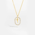 18K gold S925 sterling silver necklace with letter Y pendant and sparkling zircons - Letter Y