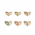 Colgante de corazón de acero inoxidable bañado en oro de 14K con circonitas de seis colores - Juego de corazones calados (6 colores)
