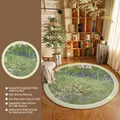 Round floral oil painting rug with non-slip backing for bedroom and living room décor - Diameter 80cm / Whisper of Cypress