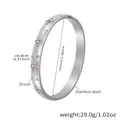 Silver stainless steel bangle with twill design and zircon clover setting for women - Silver Clover Style (Z163)