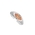 S925 sterling silver ring featuring a marquise-cut orange zircon stone in silver finish - Adjustable Open / Silver Champagne Zirconia