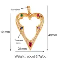 Gold plated double heart pendant with colorful stones and clear zircons measurements - Multi-Dimensional Colorful Heart / Gold