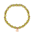 Elegante pulsera de cuentas verde oliva con colgante de corazón oro rosa en fondo blanco - Cuentas Verde Oliva (B2098-RG)