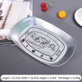 European vintage boat-shaped tinplate tray with pastoral landscape illustration - Pastoral Cottage Pattern