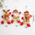 Three-piece Christmas burlap hanging dolls including Santa, reindeer and bear, 20cm height - Style D 3-Piece Set/Plaid Accents / Display Set 4 (4 PCS)