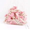 Bulk set of 3cm wooden photo clips with pink heart decorative ornaments for home decor - Pink Heart