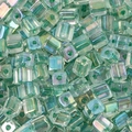 5mm transparent blue-green square sugar glass beads with AB rainbow luster for jewelry DIY - 5mm 10g/Pack Approx 50pcs / Dark Green