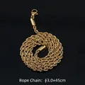 Cadena de cuerda dorada de acero inoxidable 3,0 mm y 45 cm con cierre de mosquetón seguro - 3.0mm*45cm / Dorado