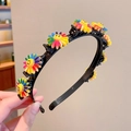 Diadema negra para niños con clips de girasol de colores para niñas - Girasol