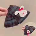 Pinza para el pelo a cuadros con conejo de peluche blanco y lazo rojo para mujer - Pinza triangular de conejo / Pinza de cuadros de conejo con lazo rojo