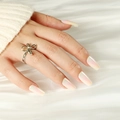 Elegant silver bow open ring for women with polished finish and minimalist design - Pink Green Gradient Aurora Long Coffin (JP2166)