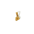 Detailed view of bubble initial P pendant in 18k gold plated stainless steel finish - Gold Letter P (TP001-P)