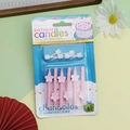 Pink flower-shaped birthday candle set with 6 pieces and white holders for cake decor - Pink Flower Candle