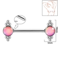 Pink gradient gem nipple ring in silver stainless steel with 10mm flower design - 1.6x14mm (Threadless) / Style 5-Pink Glitter