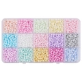 Caja de 15 compartimentos con cuentas esmeriladas de 4mm para joyería artesanal - Juego de 15 Rejillas de Cuentas Esmeriladas Color Macarrón (C1420)