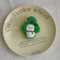 Christmas plush tree brooch with snowman pattern and festive red bow accessory 9cm height - Snowman Tree
