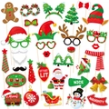 Kit di oggetti di scena per foto di Natale con maschera di Babbo Natale corna di renna - Set da 32 pezzi (Y-00283)