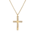 Vergoldete Kreuz-Halskette mit weißen Zirkonia-Steinen und feiner Gliederkette für Damen - Schlanker Kreuz Stil (2055YH)