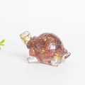 Cute resin turtle figurine with reddish-brown crystal stones and gold foil accents - Red Agate