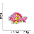 Detail of pink fish embroidered patch with yellow fins and precise size measurements - Pink Fish Style (13#)