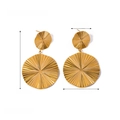 Golden sunburst ripple earrings in a geometric drop design with polished finish - Radiating Sunburst Two-Part Earrings (JDEW2308044)