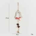 Campana de viento nórdica de madera con lazo de cuadros rojos, altura 27cm y ancho 9cm - Cadena de Campanas