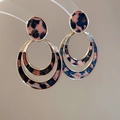 Elegante goldene Doppel-Creolen mit modischem Leopardenmuster für Damen Accessoires - Doppellagiger runder goldener Leoparden-Stil (1#)