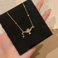 24K gold plated genie lamp necklace with pink gems and zircons on a delicate chain - Magic Lamp Style / Gold-Pink