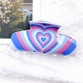 Acrylic heart-shaped hair claw clip with blue and pink swirl patterns - Blue Pink White Heart (D3-4-23)