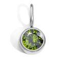 8mm emerald green birthstone charm with silver stainless steel bezel setting - Silver - August Light Green