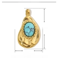 Detailed size specifications of the waterdrop stainless steel pendant with malachite stone - YE107-Teardrop Gold Base Teal Stone