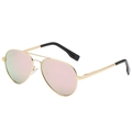 Classic aviator sunglasses with gold metal frame and pink polarized mirror lenses - Gold Frame Pink Mirrored Lens