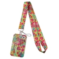 Floral neck lanyard with ID card holder and lobster clasp for keys and badges - PT460-2 Colorful Floral Card Holder Set