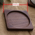 Square walnut wood coaster with circular recess and 10x10x1cm dimensions - Black Walnut Square with Round Groove 10cm