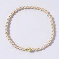 Elegant elastic beaded bracelet with mixed golden beads and translucent pink beads - Soft Pink and Gold
