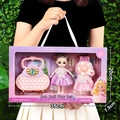 35cm doll gift set featuring purple sequin dress with pink crown handbag and accessories - 35cm Box Handbag Dress-up Set Doll