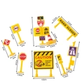 9-piece yellow plastic construction road sign set for cake toppers and kids' play - Yellow Traffic Sign Set