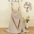 Beige double-layer cotton gauze nursing cover with adjustable neck strap and D-ring buckle - Khaki with Metal Buckle