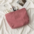Corduroy makeup bag in dusty rose pink with spacious storage for cosmetics - Rose Pink