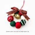 Christmas wool felt ball wreath with golden bell and plaid bow hanging ornament - Diameter 10cm / Mini Wreath B (Red and Green Plaid Bow)