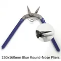 Blue round nose jewelry pliers for DIY crafting with 150x160mm spring loaded handle - 150x160mm Blue Round Nose Pliers