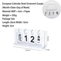 Calendario de madera blanco minimalista con anillas de hierro para decorar mesa - L / Blanco