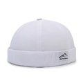White breathable cotton docker hat with Narason mountain logo tag for men - Adjustable / White
