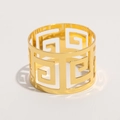 Golden metal napkin ring featuring a hollow geometric Greek key pattern for decor - Greek Key Pattern / Gold