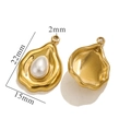 Detail showing 22mm x 15mm gold sunflower pearl pendant dimensions and structure - Water Drop [2.6g]