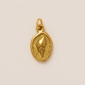 18K gold plated stainless steel oval pendant featuring a textured seashell relief design - Rectangular Shell Plate